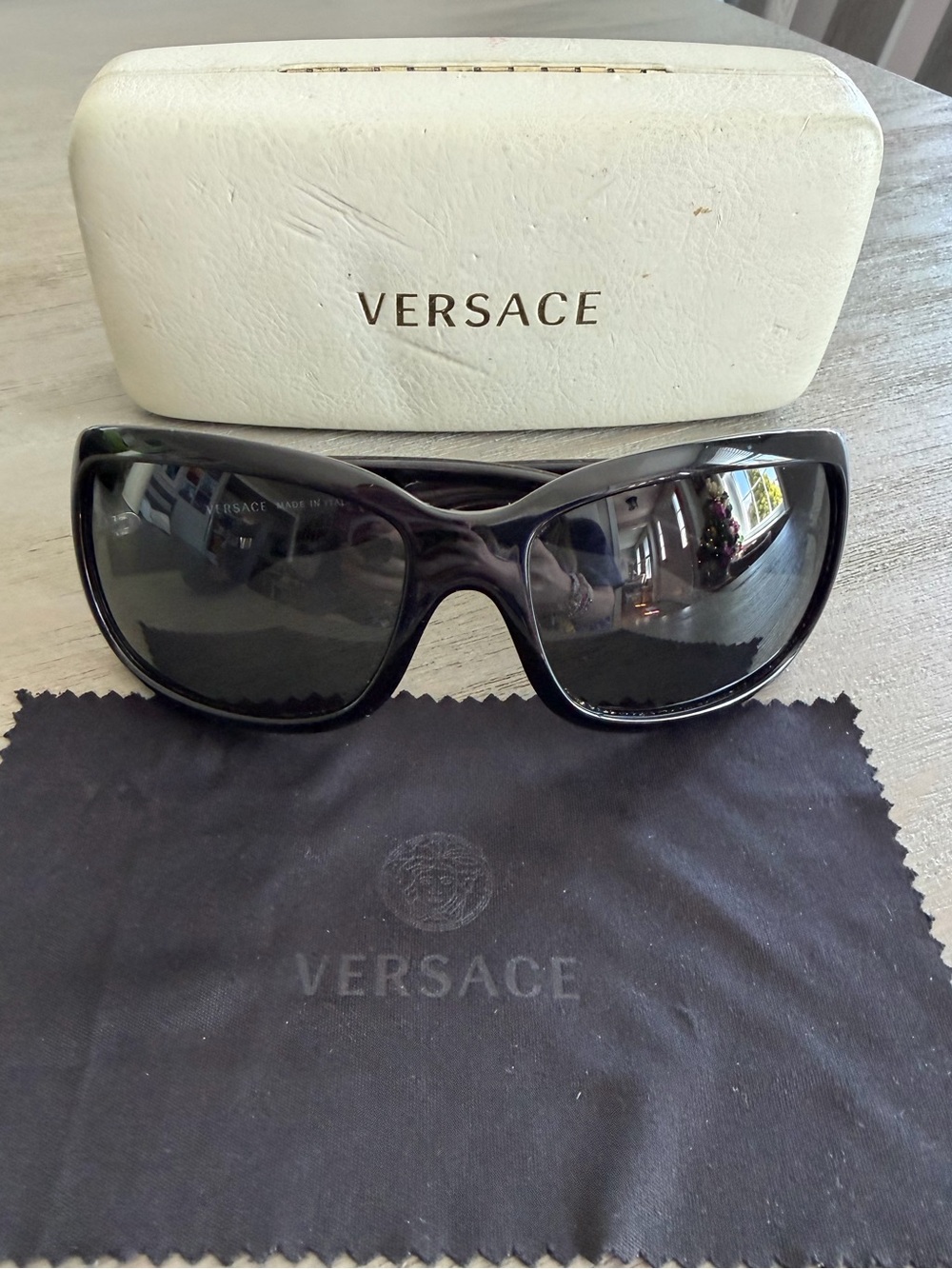 Versace Sunglasses black with Swarovski crystals  case and dust cloth
